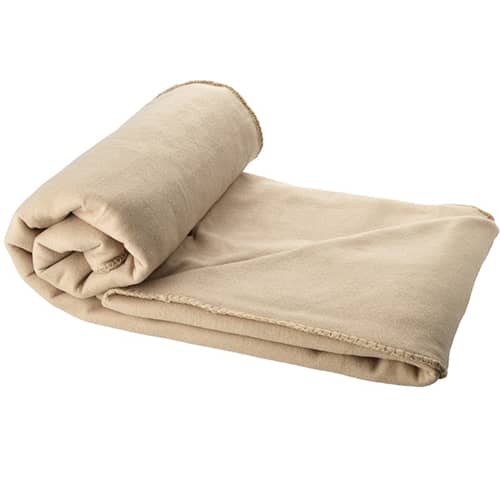 Fleece Blanket with Pouch in beige from Total Merchandise