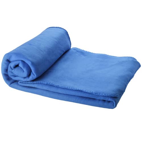 Branded fleece blanket with Pouch in blue from Total Merchandise