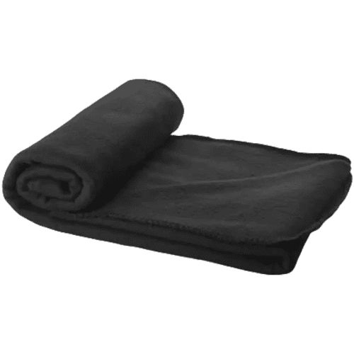 Custom branded Fleece Blanket with Pouch in black from Total Merchandise