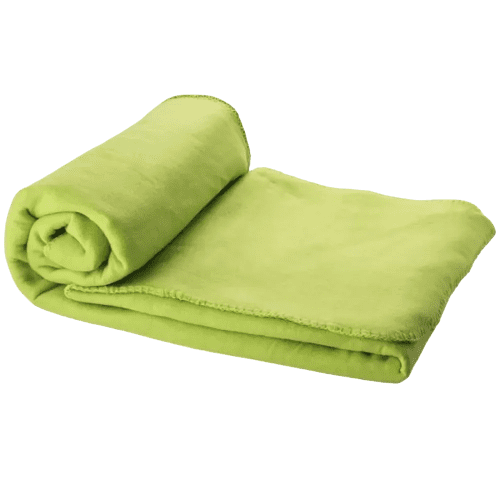 Promotional branded Fleece Blanket with Pouch in lime from Total Merchandise