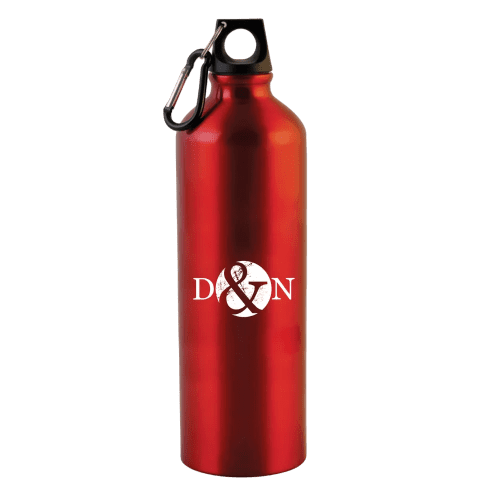 Promotional 1 Litre Aluminium Sports Bottles in red engraved with logo by Total Merchandise