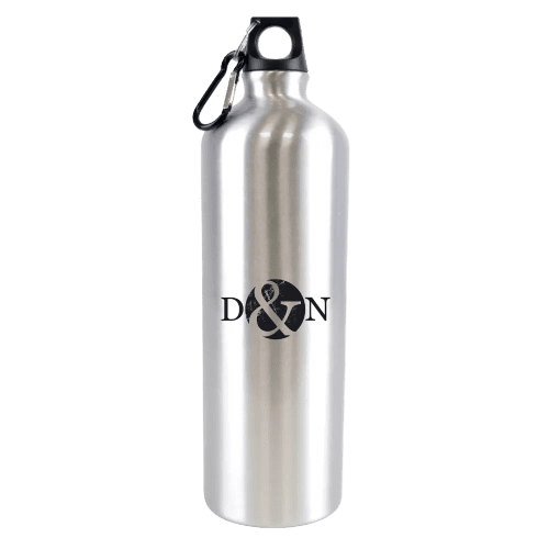 Printed 1 Litre Aluminium Sports Bottles in silver with printed logo by Total Merchandise
