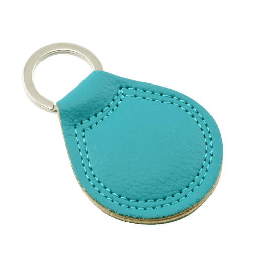 Promotional E Leather Key Rings in Teal from Total Merchandise