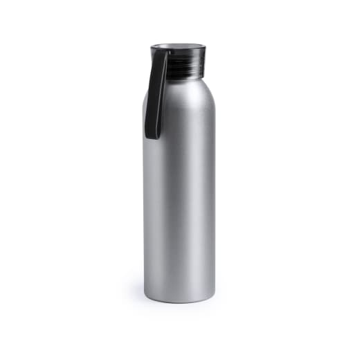 Promotional 650ml Cara Metal Bottle in Silver/Black from Total Merchandise