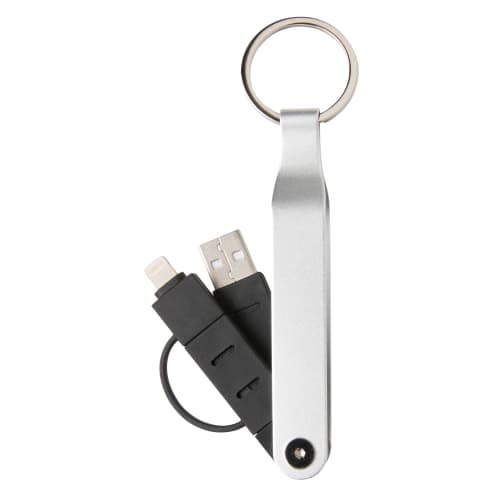 Elegant silver coloured branded keyfob