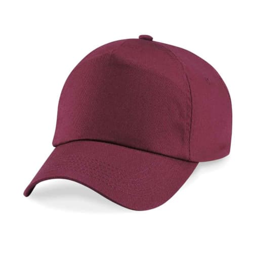 Logo Branded Beechfield Original Cotton 5 Panel Cap in Burgundy from Total Merchandise