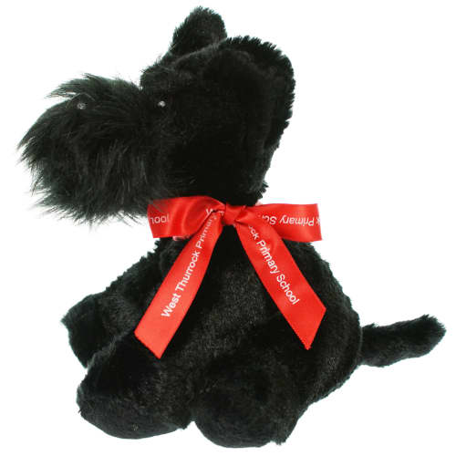 Promotional Scottie dog soft toy with printed ribbon