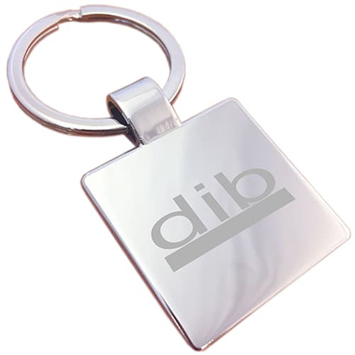 Custom Engraved Square Shaped Metal Keyrings with a Logo from Total Merchandise