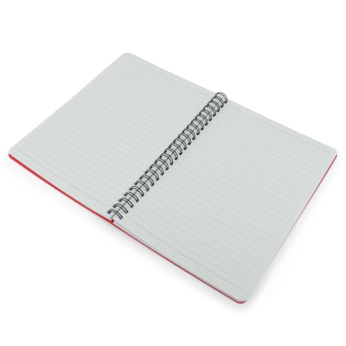 Custom Printed Reynolds A5 Spiral bound Notebooks in Red with Pages Open from Total Merchandise