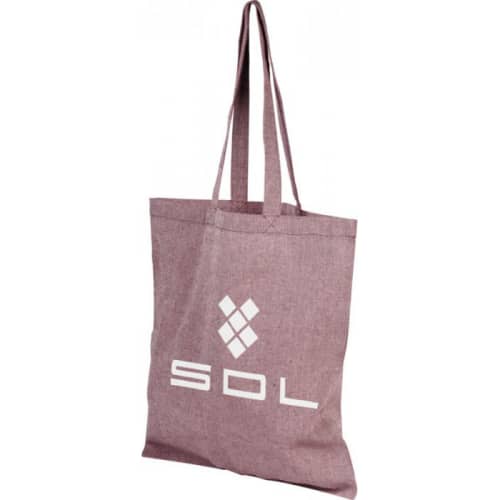 Custom branded Recycled Cotton Tote Bag in heather maroon from Total Merchandise