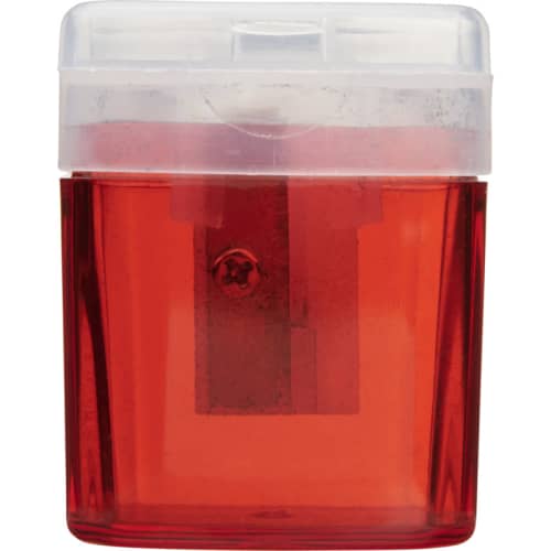 Custom branded pencil sharpener in red from Total Merchandise