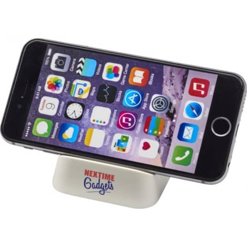 Branded Horizontal Phone Holder in white from Total Merchandise