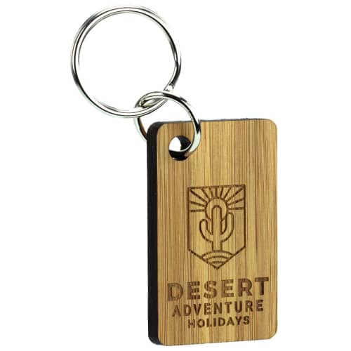 Custom Branded Bamboo Keyrings Cut to Any Shape you Like from Total Merchandise