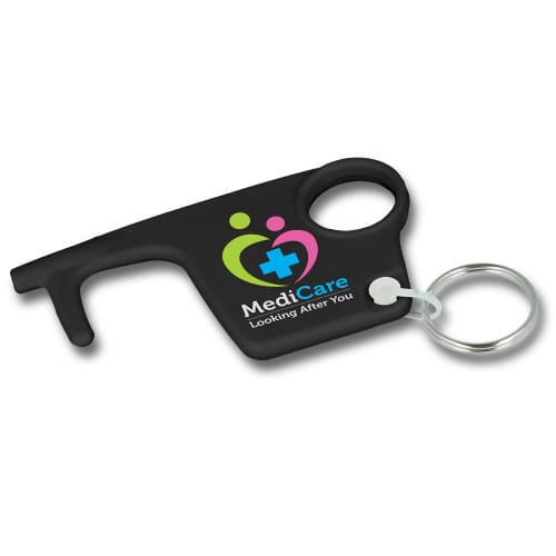 Printed Hygiene Hook Keyring in Black from Total Merchandise