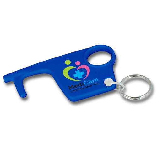 Personalised Hygiene Hook Keyring in Blue from Total Merchandise