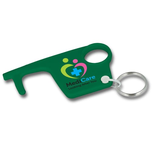 Custom printed Hygiene Hook Keyring in Green from Total Merchandise