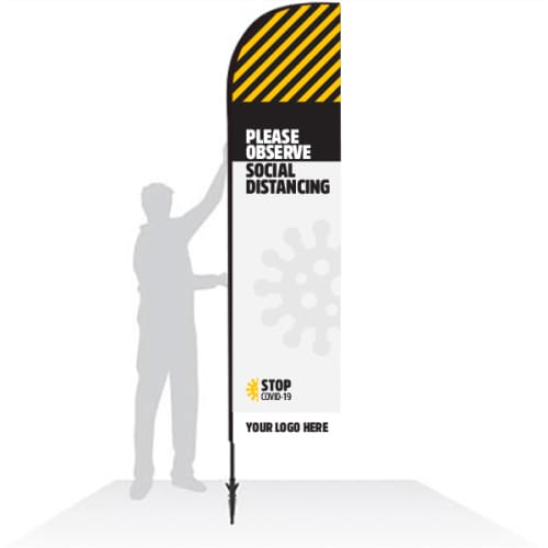 Corporate Branded Keep Your Distance Banner Flags from Total Merchandise
