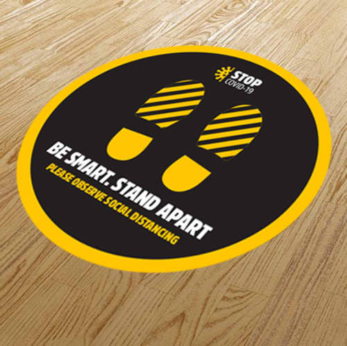 Custom branded full colour Round Anti-Slip Social Distancing Floor Stickers from Total Merchandise