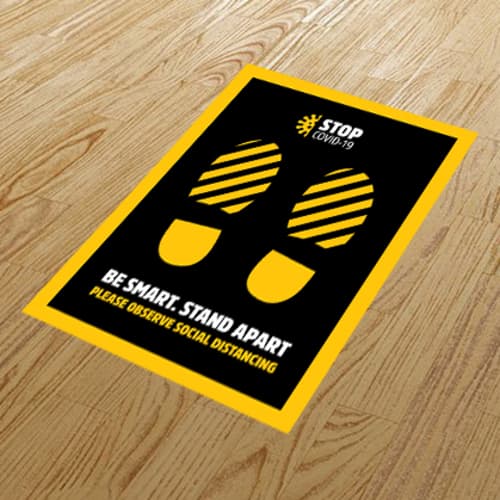 Branded anti-slip floor stickers to communicate social distancing guidelines from Total Merchandise