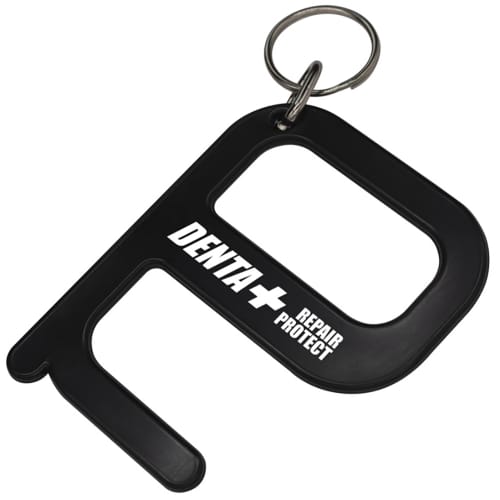 Promotional Hygiene Key in black from Total Merchandise with a logo branded in the middle