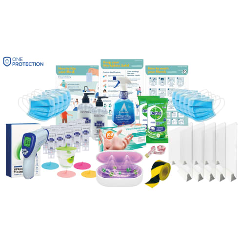 Premium Office Protection Pack Of Cleaning Products & Social Distancing Items By Total Merchandise