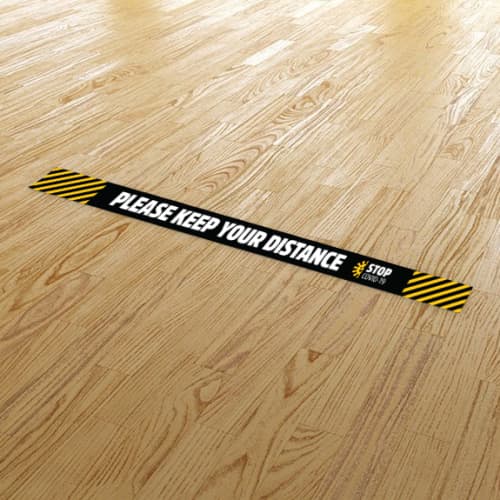Branded Stickers for Floors With Social Distancing Messages from Total Merchandise