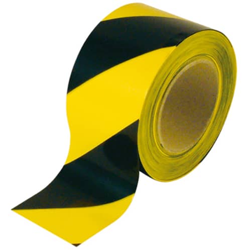 Black & yellow social distancing floor tape for UK offices & shops from Total Merchandise