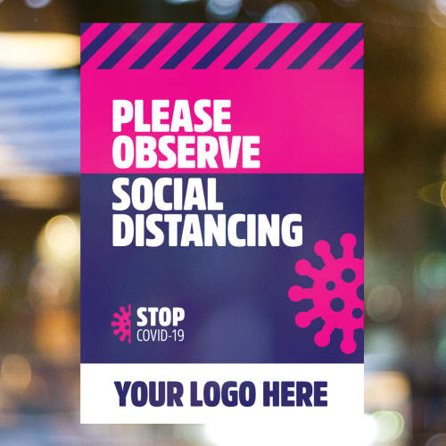 Keep Your Distance Window Stickers with your Company Logo from Total Merchandise