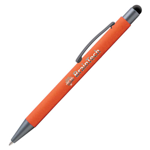 Company gift Individually Named Soft Feel Stylus Pens in orange from Total Merchandise