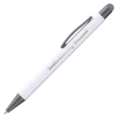 Personalised Individually Named Soft Feel Stylus Pens in white from Total Merchandise