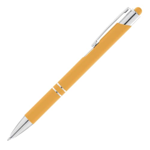 Company logo engraved Individually Named Stylus Pens in yellow from Total Merchandise