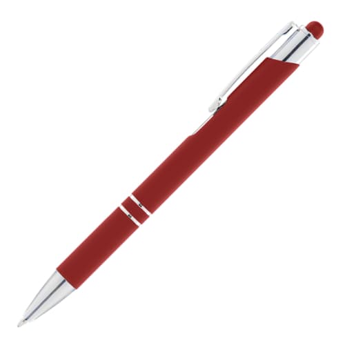 Company logo engraved Individually Named Stylus Ballpens in brick red from Total Merchandise