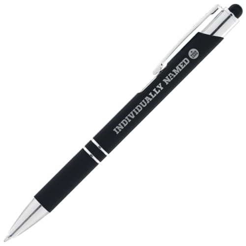 Engraved Individually Named Crosby Stylus Pens in black from Total Merchandise