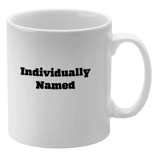 Logo printed Individually Named Mugs with staff names on each one from Total Merchandise