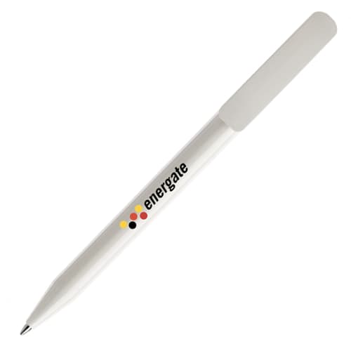 Company logo branded Prodir Antibacterial DS3 Ballpens in white polished from Total Merchandise