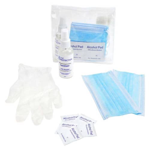 Promotional branded Protection Packs with all the parts that make up this pack