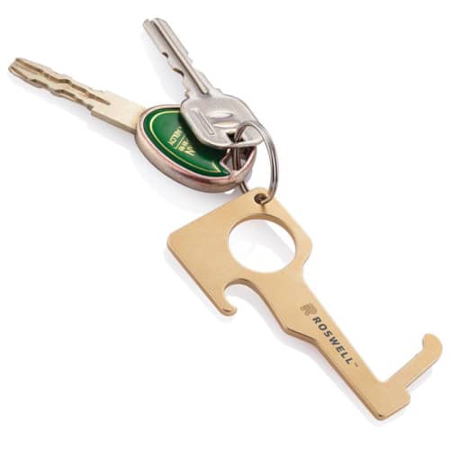 Custom Branded Brass Hygienic Zero Contact Keychains from Total Merchandise