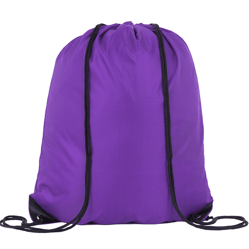 Custom Printed Drawstring Rucksacks in Purple with Individual Names from Total Merchandise