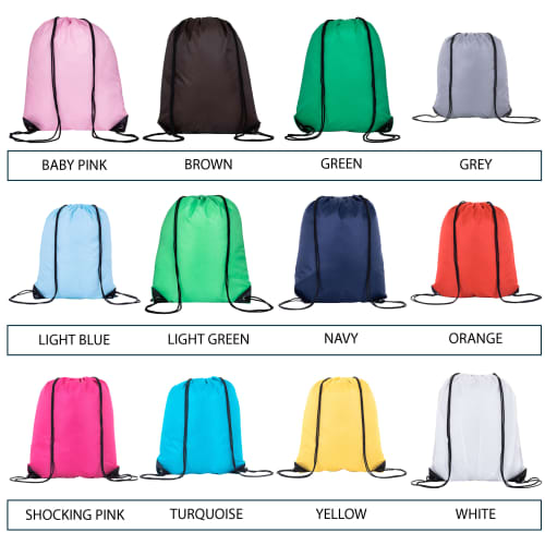 Promotional Drawstring Bags in a Choice of Colours with Individual Names from Total Merchandise