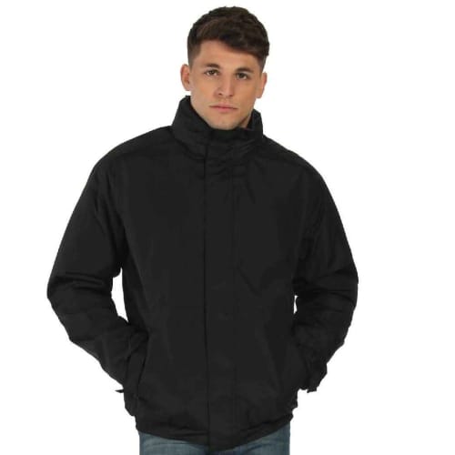 Promotional Regatta Dover Jacket being worn by a model in Black/Ash from Total Merchandise