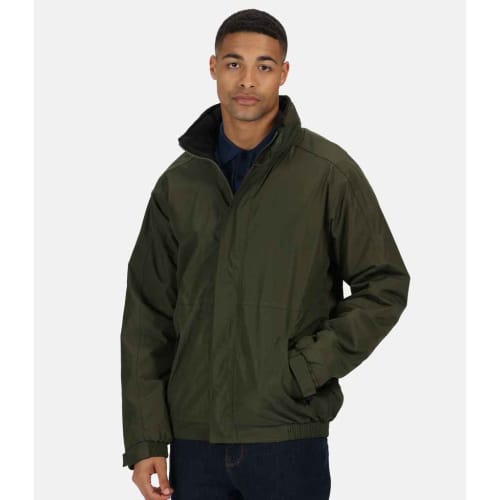 Custom branded Regatta Dover Jacket being worn by a model in Khaki/Black from Total Merchandise