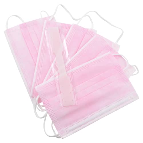 Set of 5 Children's Sized Face Masks in Pink with Face Mask Strap from Total Merchandise