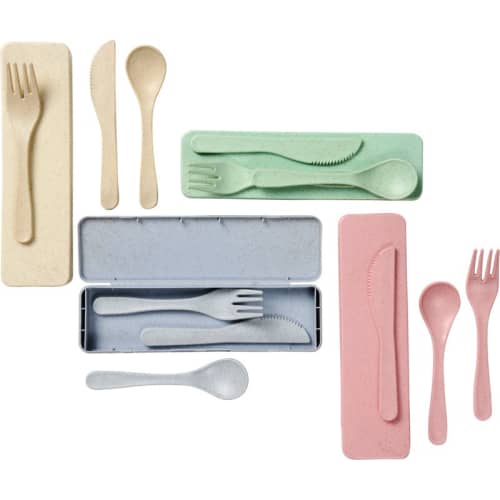 Printed Reusable Travel Cutlery Sets in a Choice of Colours from Total Merchandise