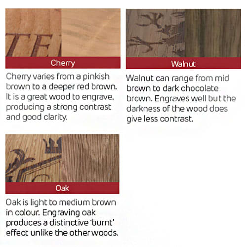 Wood Finishes for Individually Named Wooden Keyrings from Total Merchandise