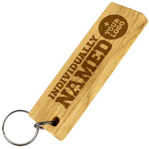 Custom Engraved Wooden Keyrings with Individual Names from Total Merchandise