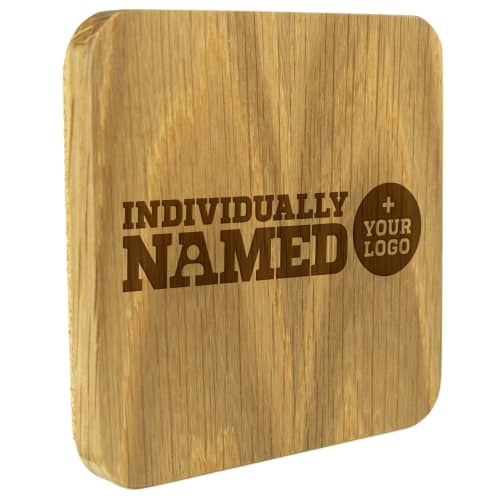 Promotional Wooden Coasters Engraved with Individual Names from Total Merchandise