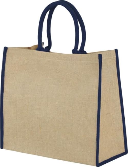 Custom branded Coloured Edge Jute Tote Bags with a promotional design from Total Merchandise