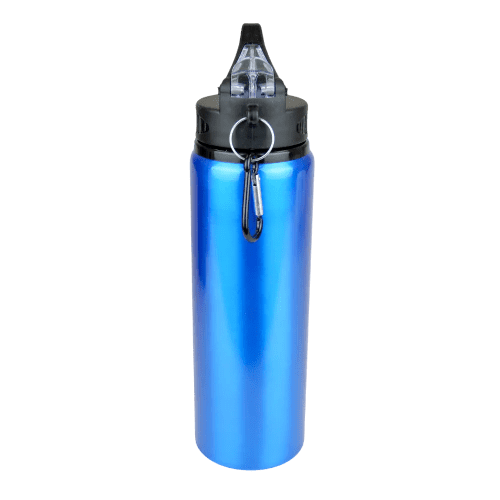 Custom Branded Metal Drink Bottles with Individual Names in Cyan from Total Merchandise