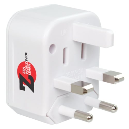 Logo-branded Worldwide Travel Adaptors display your brand with maximum efficiency