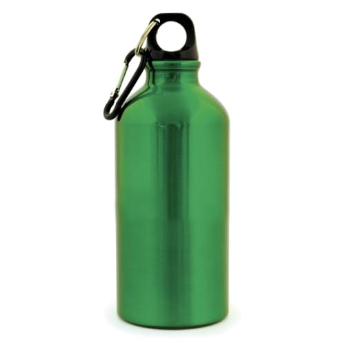 Corporate Branded Aluminium Sports Bottles with Individual Names in Green from Total Merchandise